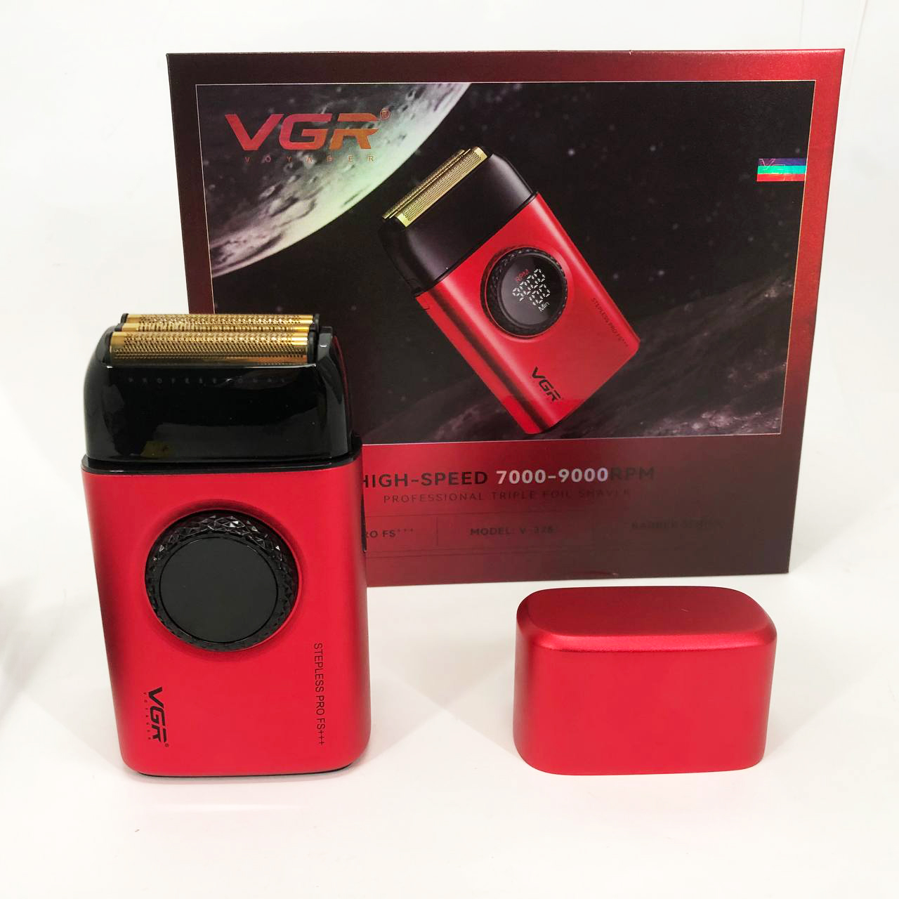 Электробритва VGR V-378 RED шейвер, двойное лезвие + триммер, регулировка мощности 7000-9000 RPM
