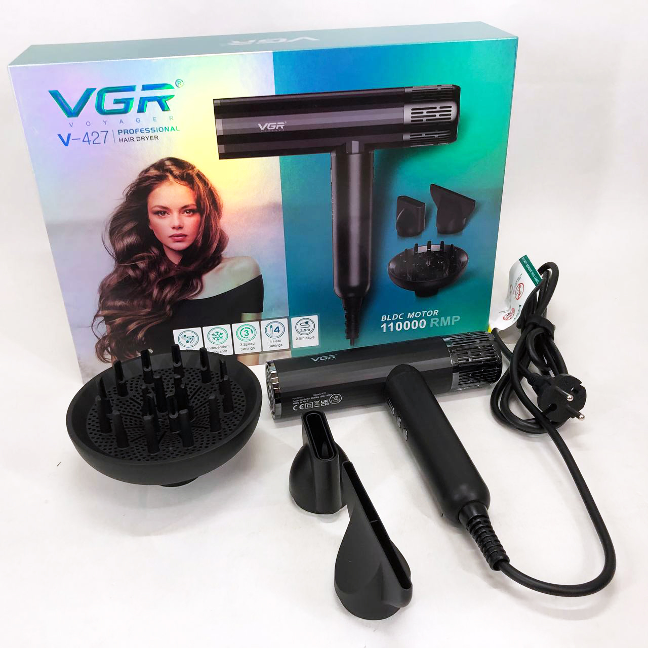 Профессиональный фен для волос VGR V-427 1900 Вт
