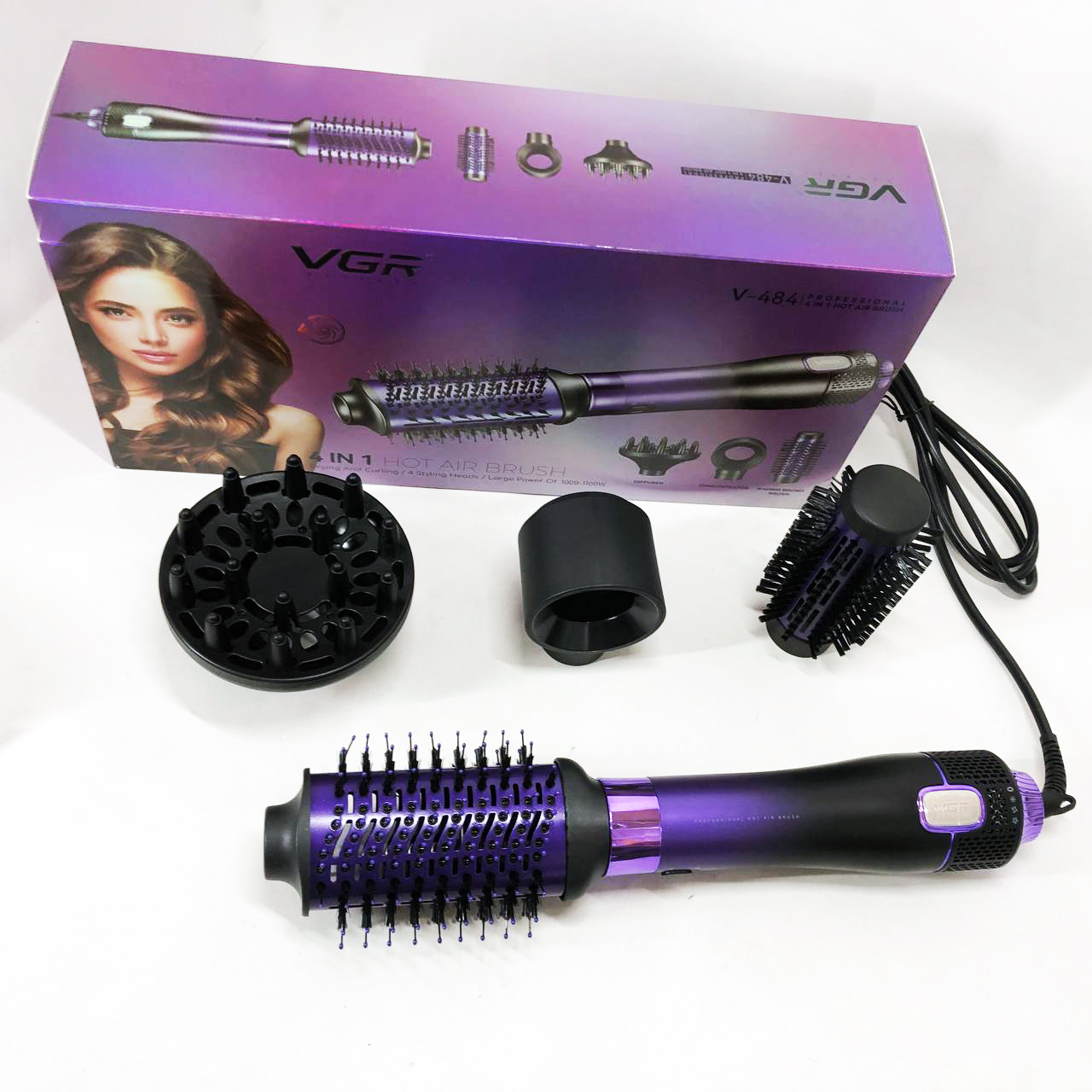 Фен-щетка стайлер VGR V-484 4 в 1. Цвет: фиолетовый