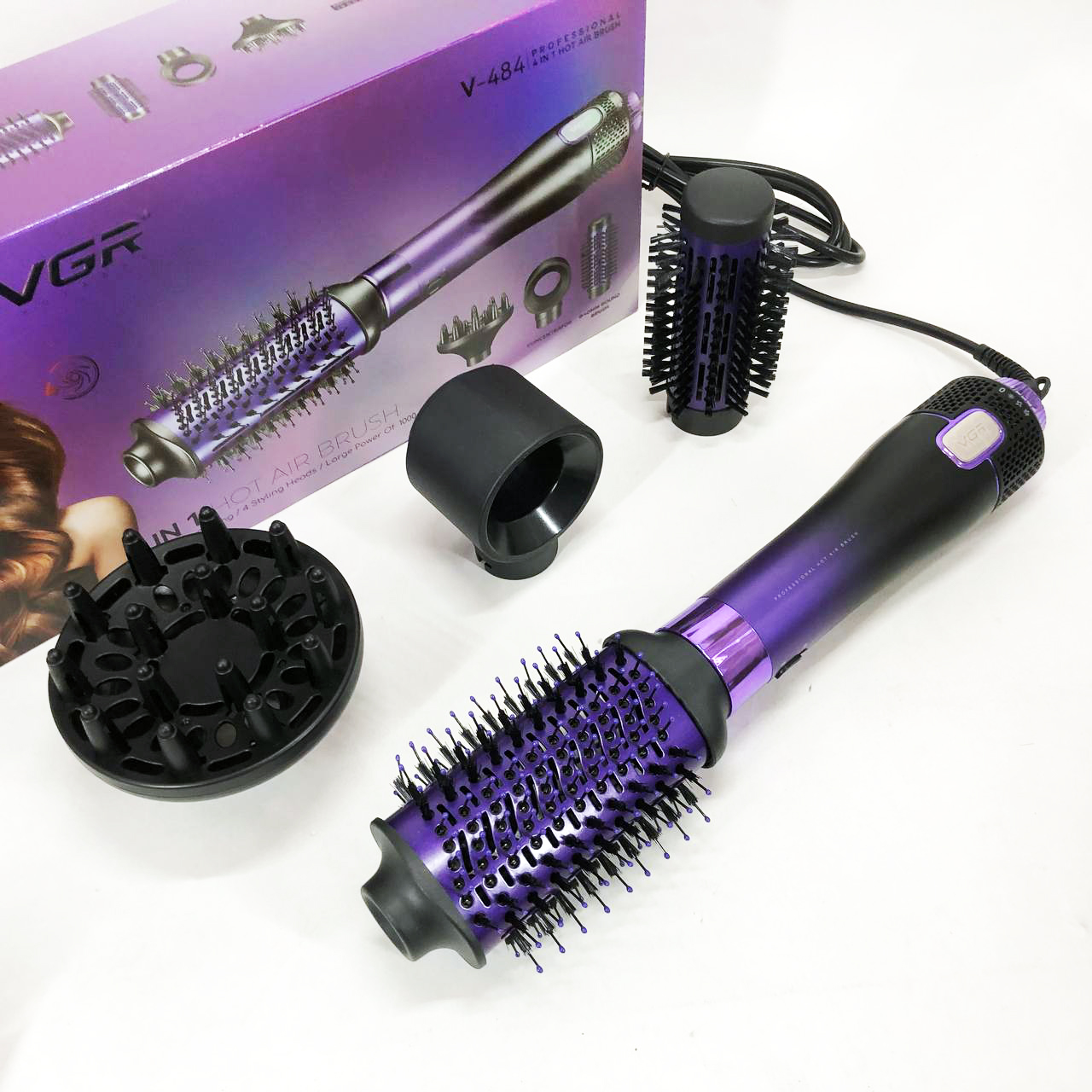 Фен-щетка стайлер VGR V-484 4 в 1. Цвет: фиолетовый