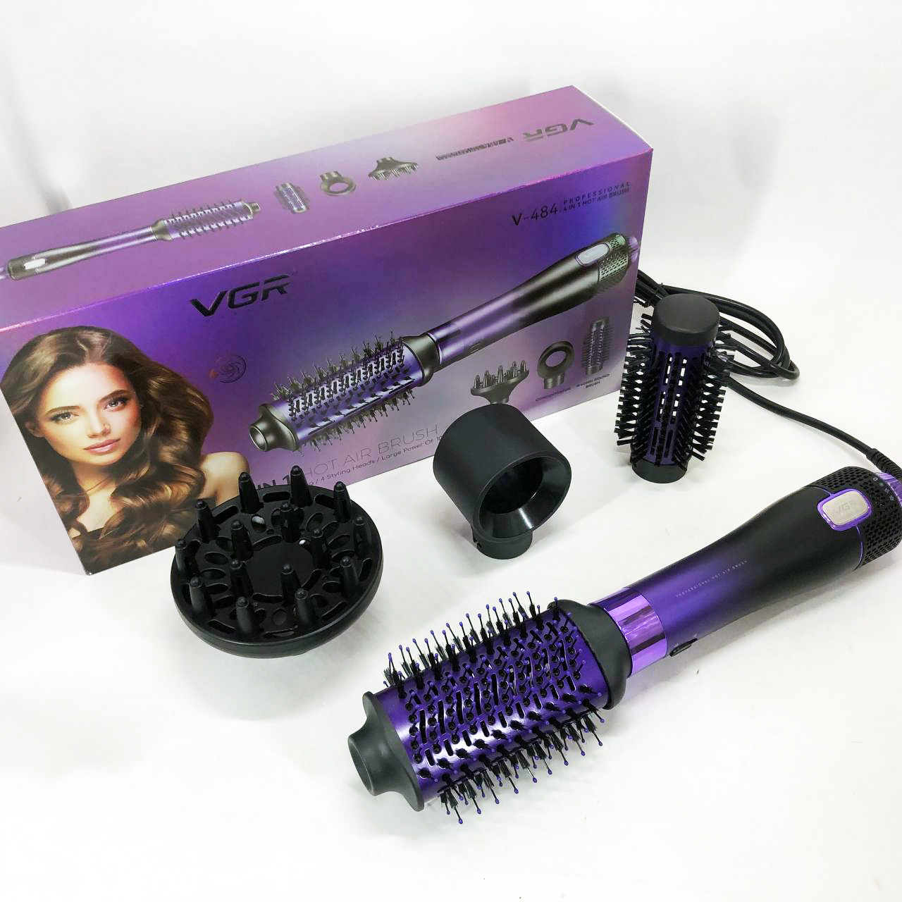 Фен-щетка стайлер VGR V-484 4 в 1. Цвет: фиолетовый