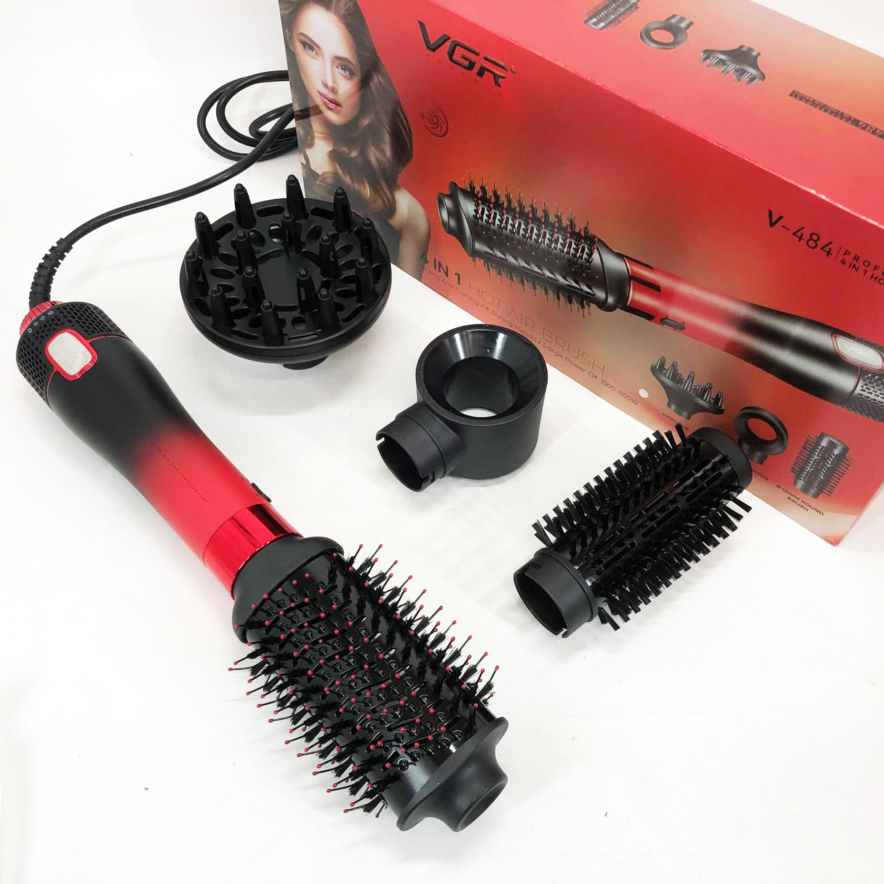 Фен-щетка стайлер VGR V-484 4 в 1. Цвет: красный