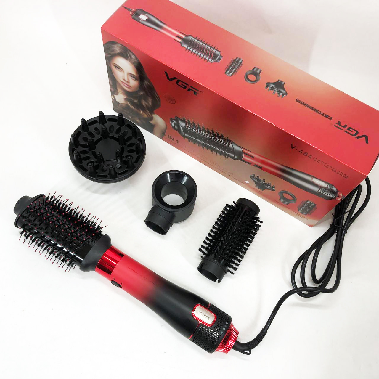 Фен-щетка стайлер VGR V-484 4 в 1. Цвет: красный