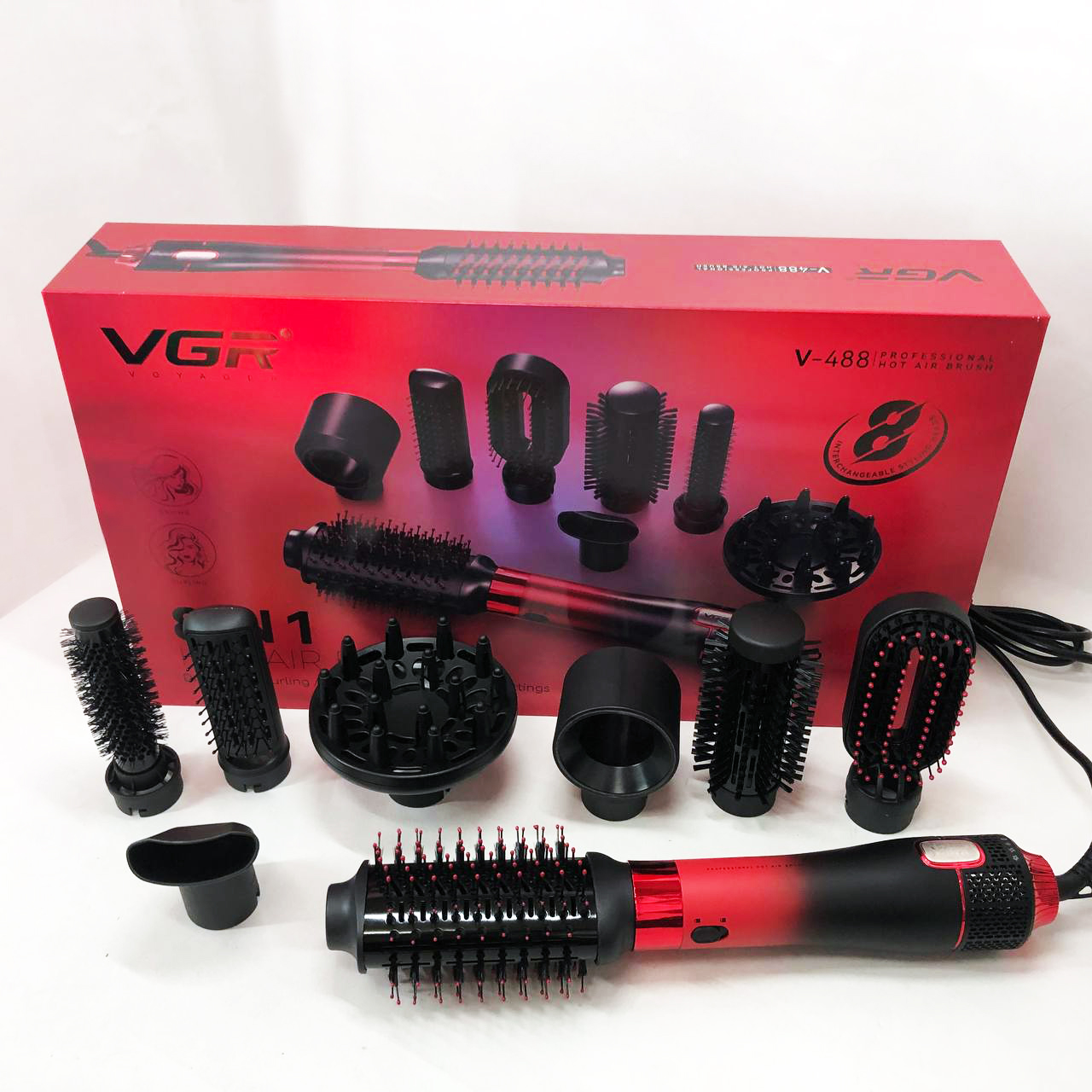 Фен-щетка стайлер VGR V-484 4 в 1. Цвет: красный