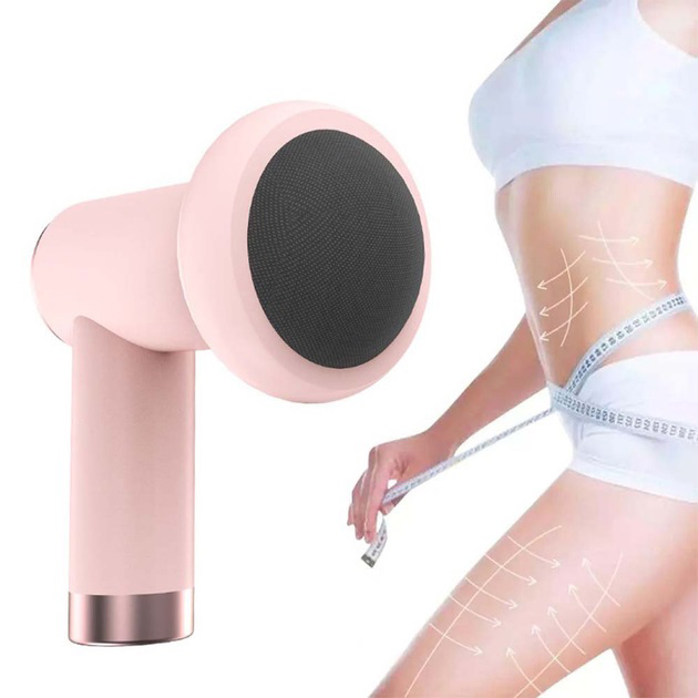 Массажер антицеллюлитный для тела рук и ног 4 насадки 6 скоростей Deep Rolling Massager. Цвет: розовый