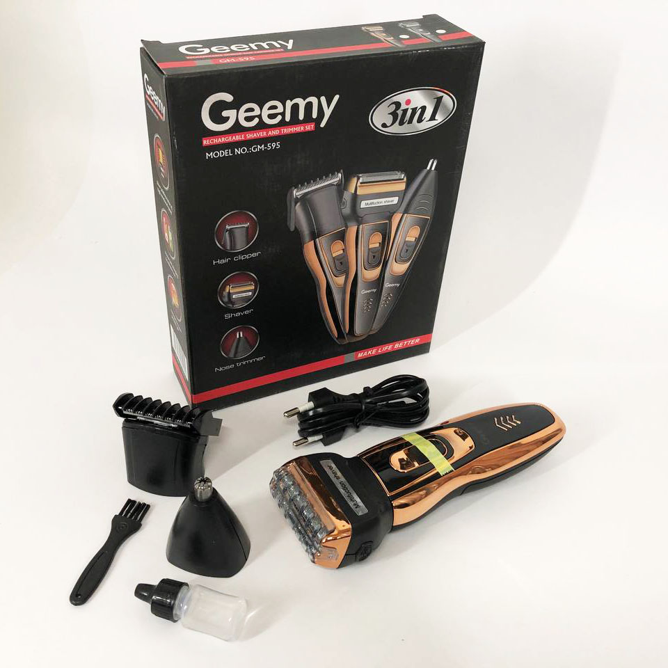 Электробритва сеточная и триммер для бороды GEMEI/Geemy GM-595 с аккумулятором. Цвет: золотой