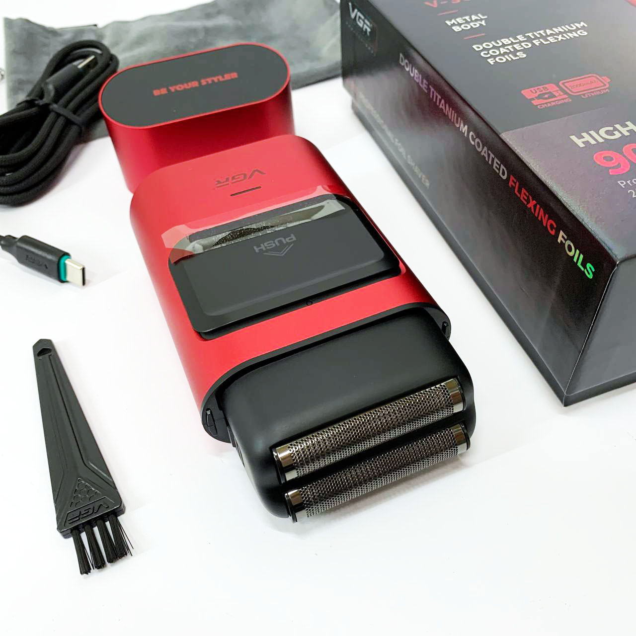 Электробритва-шейвер для бороды и лица VGR V-307 RED металлический корпус