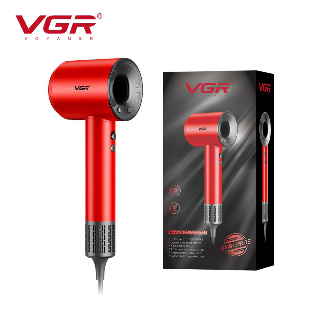 Фен профессиональный VGR V-445 RED, 3 уровня обдува, 4 уровня температуры, 1600 Вт