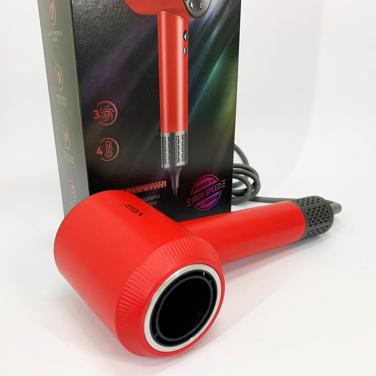 Фен профессиональный VGR V-445 RED, 3 уровня обдува, 4 уровня температуры, 1600 Вт