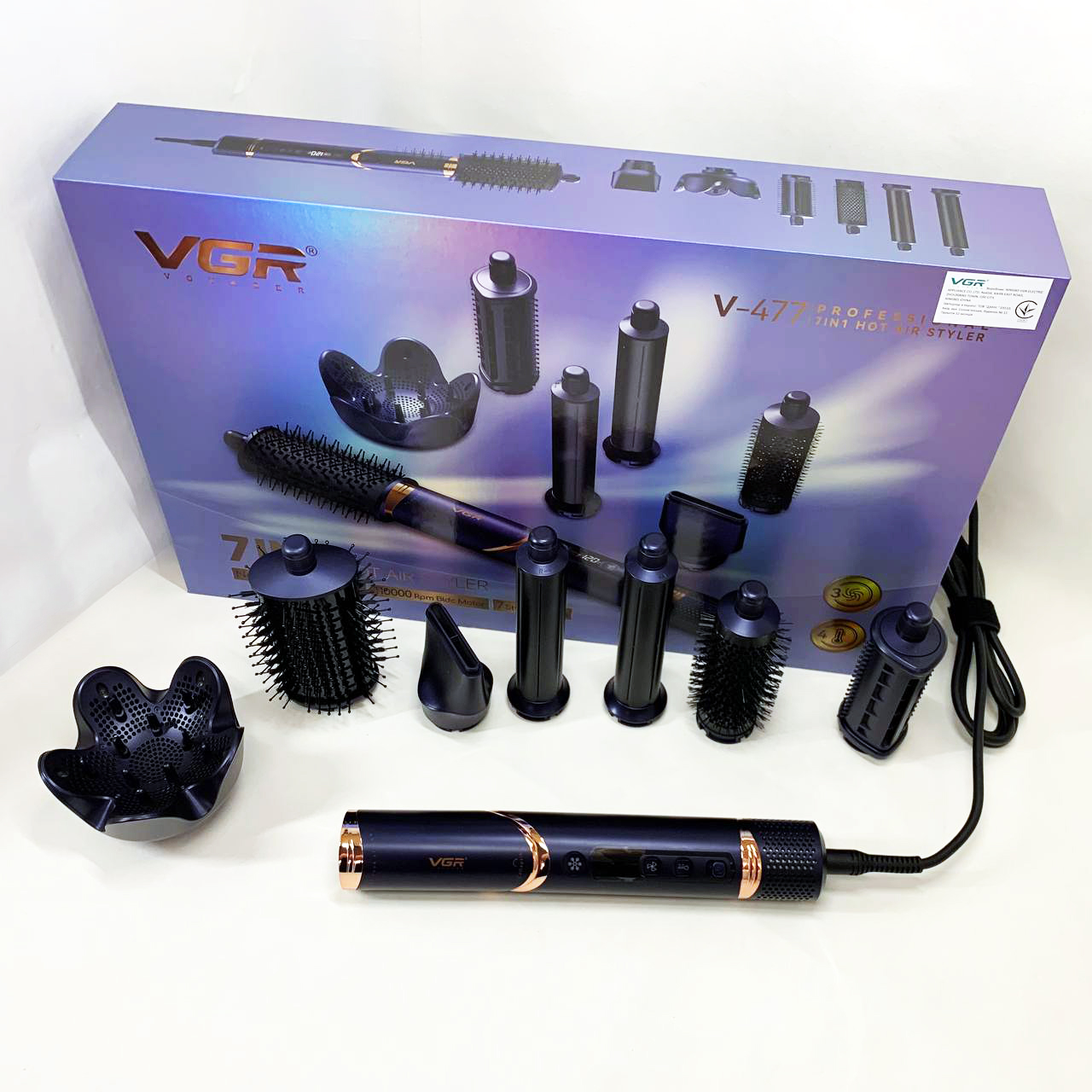 Фен-стайлер для волос 7в1 VGR V-477DARK Blue Professional 1400 Вт 7 насадок