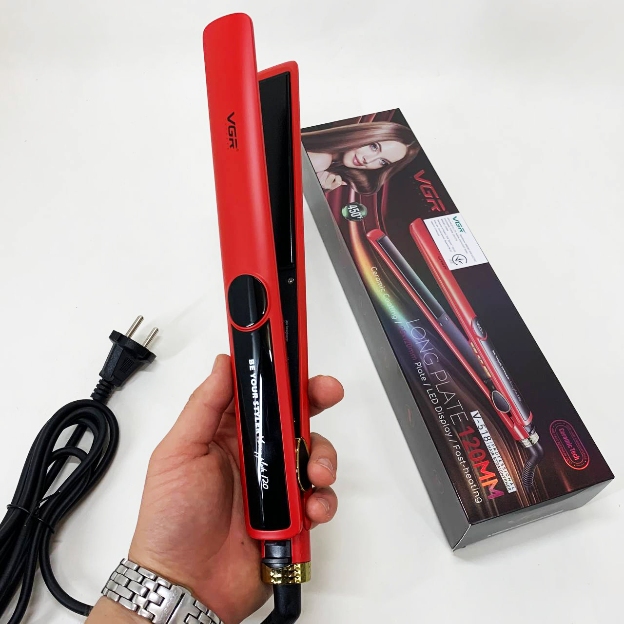 Плойка для волос VGR V-518 RED выпрямитель с керамическими пластинами