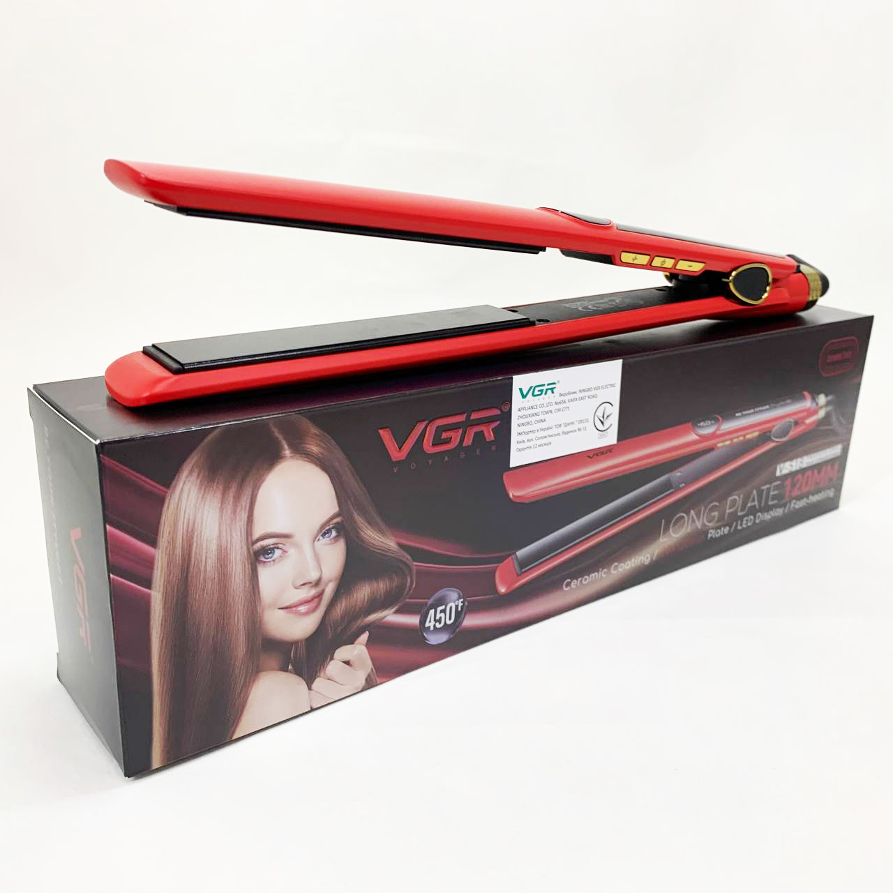 Плойка для волос VGR V-518 RED выпрямитель с керамическими пластинами