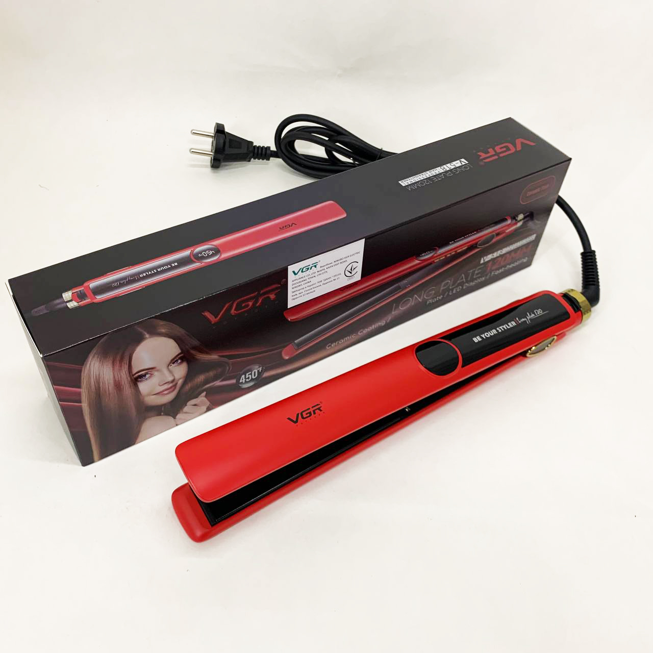 Плойка для волос VGR V-518 RED выпрямитель с керамическими пластинами