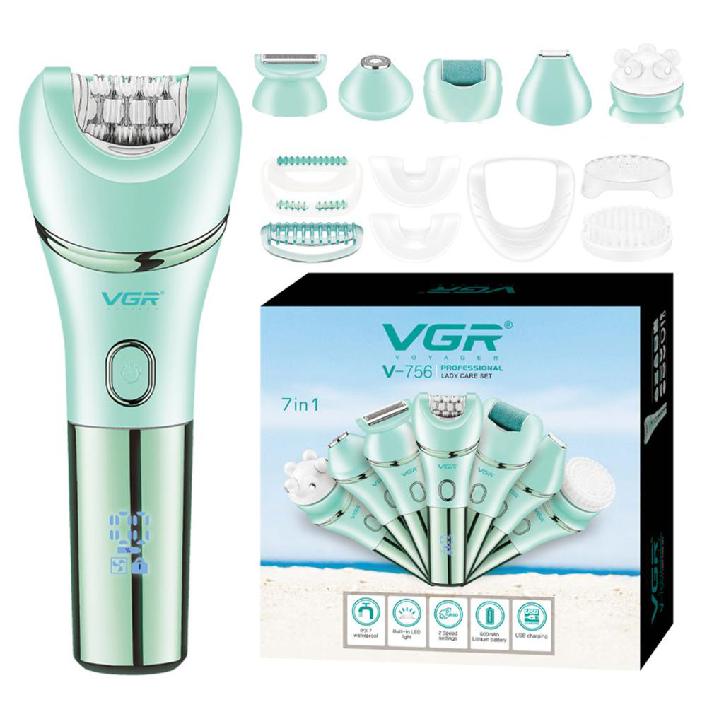 Эпилятор VGR V-756 GREEN 7 в 1