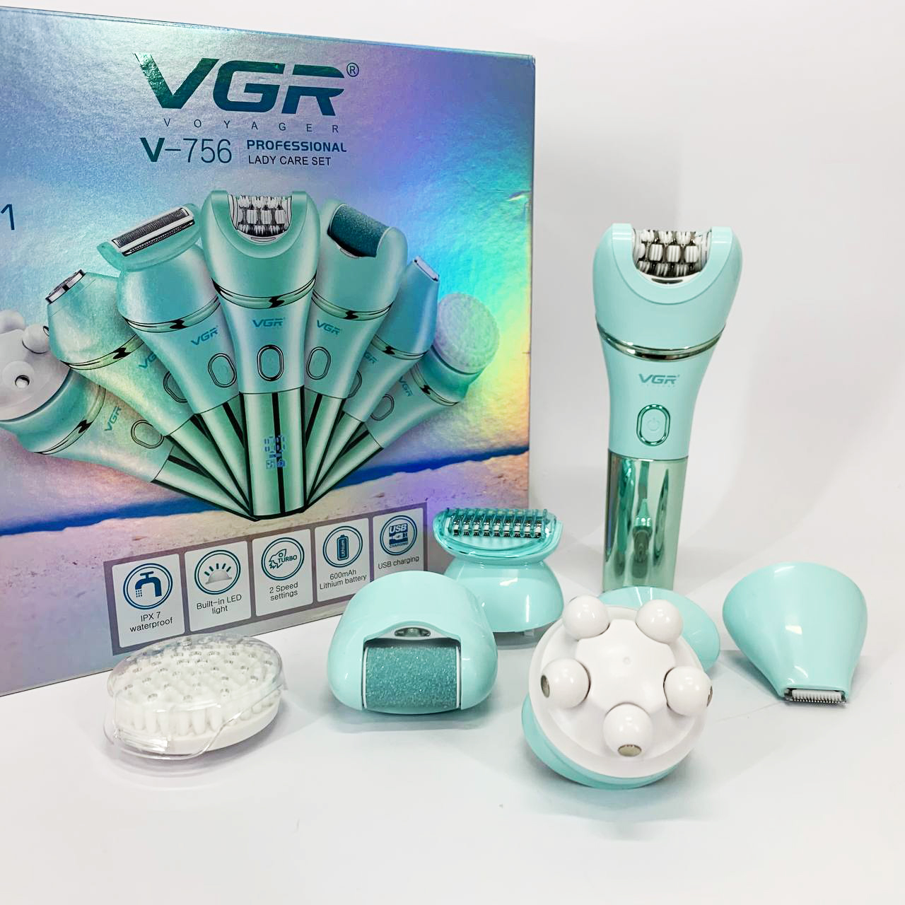 Эпилятор VGR V-756 GREEN 7 в 1
