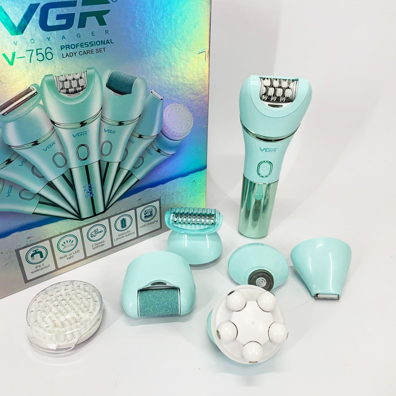 Эпилятор VGR V-756 GREEN 7 в 1