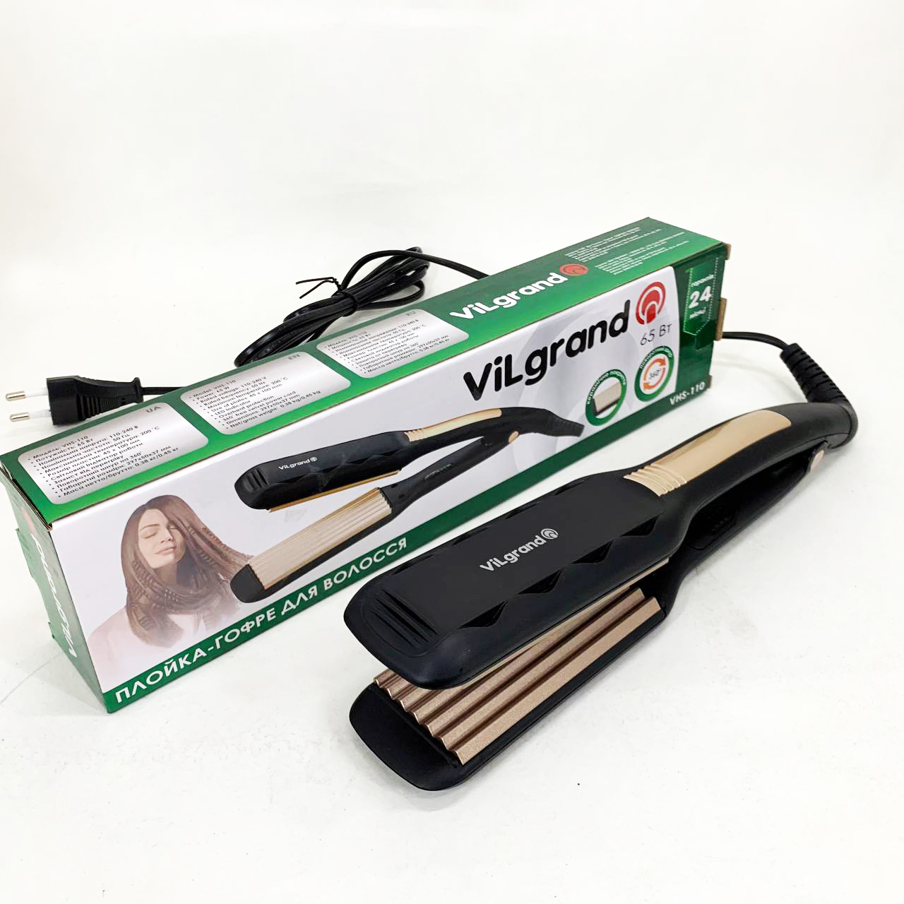 Плойка-гофре для волос ViLgrand VHS-110. Цвет: золотой