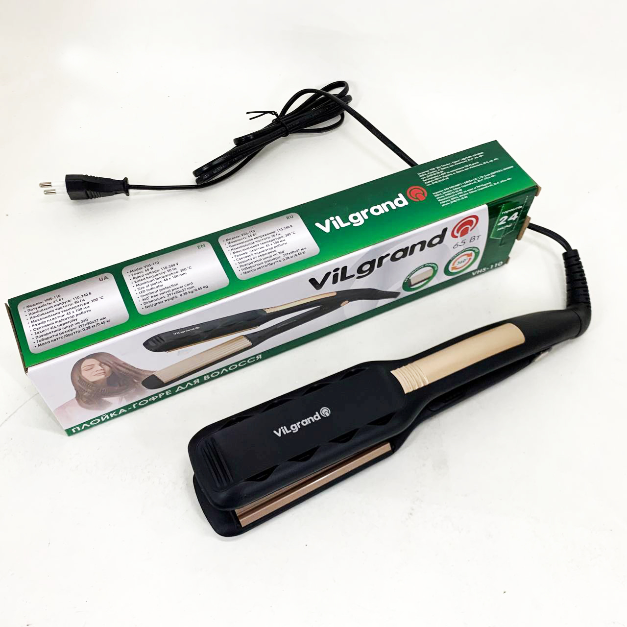 Плойка-гофре для волос ViLgrand VHS-110. Цвет: золотой