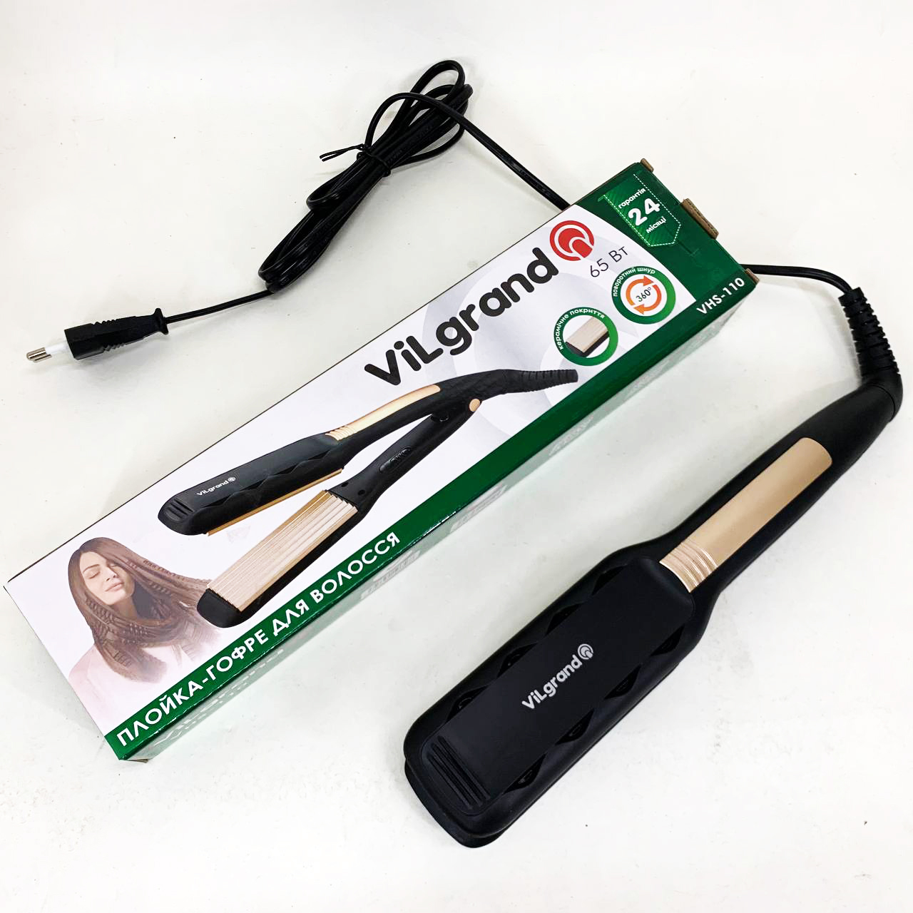 Плойка-гофре для волос ViLgrand VHS-110. Цвет: золотой