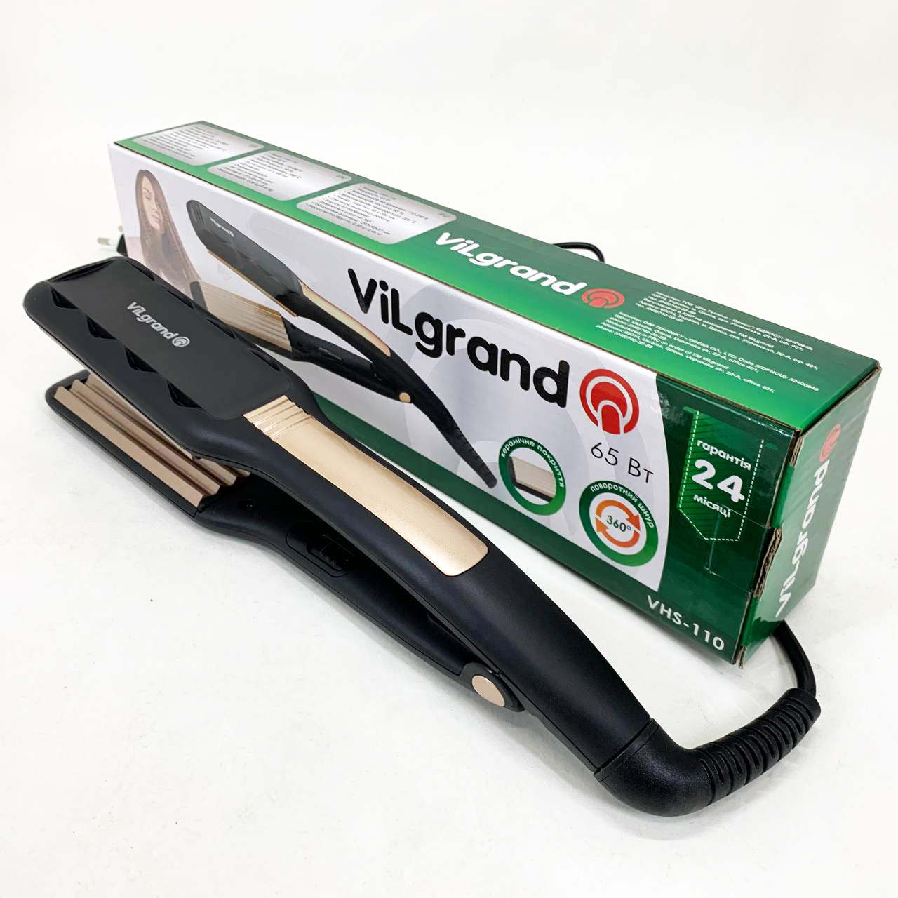 Плойка-гофре для волос ViLgrand VHS-110. Цвет: золотой