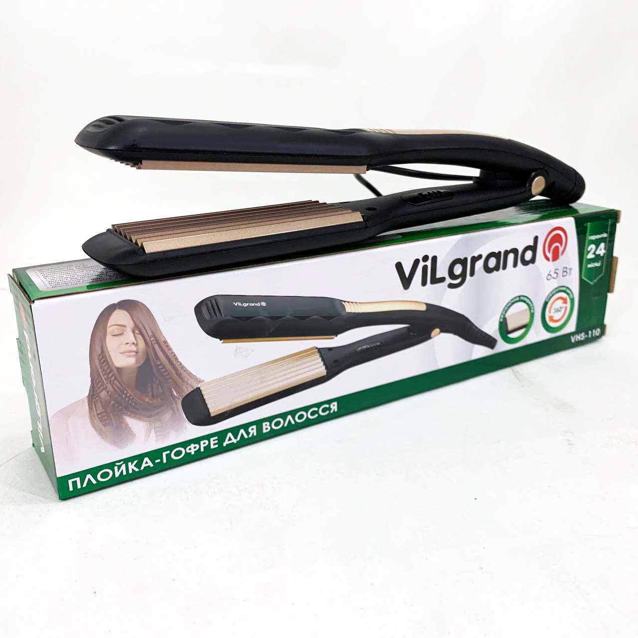 Плойка-гофре для волос ViLgrand VHS-110. Цвет: золотой