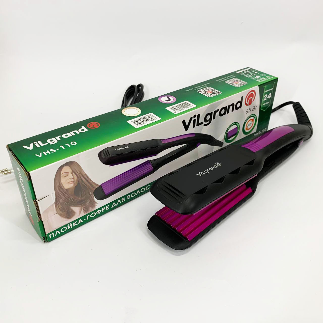 Плойка-гофре для волос ViLgrand VHS-110. Цвет: фиолетовый