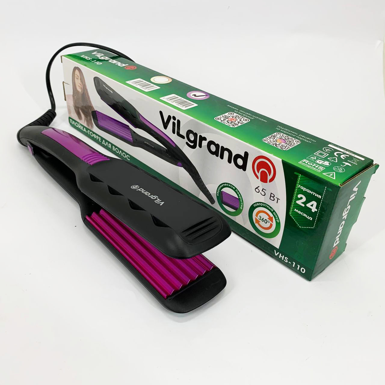 Плойка-гофре для волос ViLgrand VHS-110. Цвет: фиолетовый