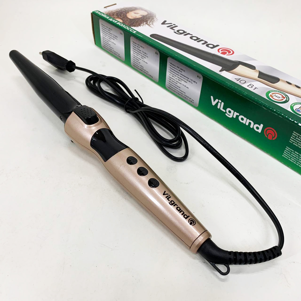 Плойка конусная ViLgrand VHC-3041LC. Цвет: золотой