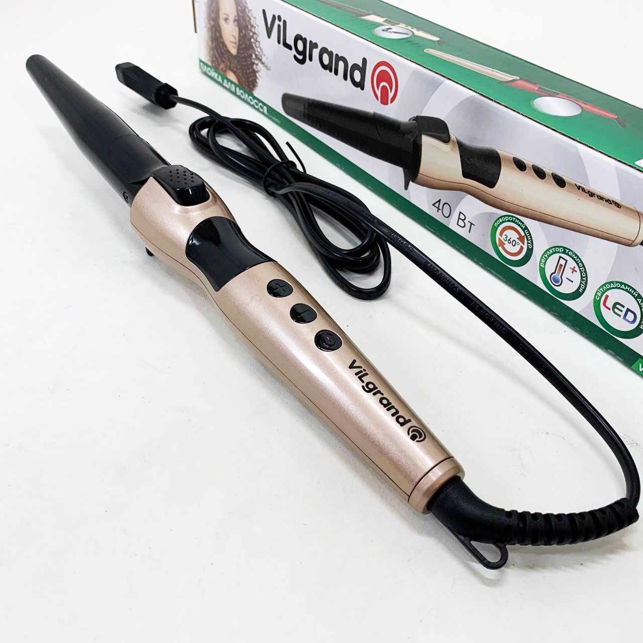 Плойка конусная ViLgrand VHC-3041LC. Цвет: золотой