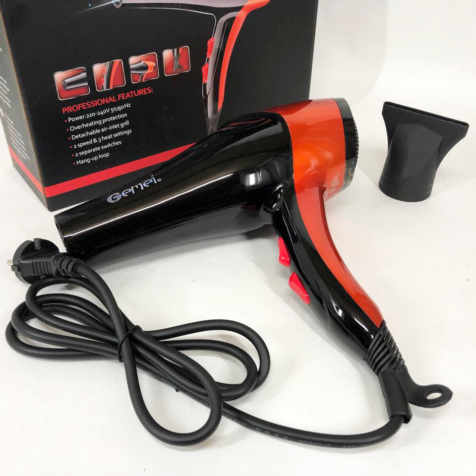 Фен GEMEI GM-1766 2.6кВт АС, фен для головы, женский фен для волос, фен сушка. Цвет: оранжевый