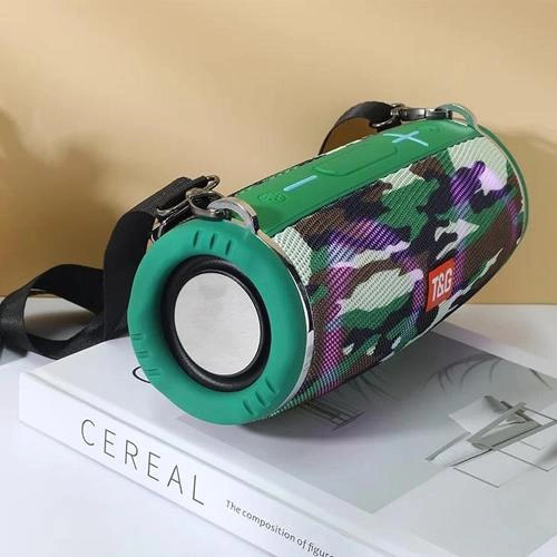 Портативная колонка TG642 с RGB подсветкой и ремешком, колонка для вечеринки. Цвет: камуфляж