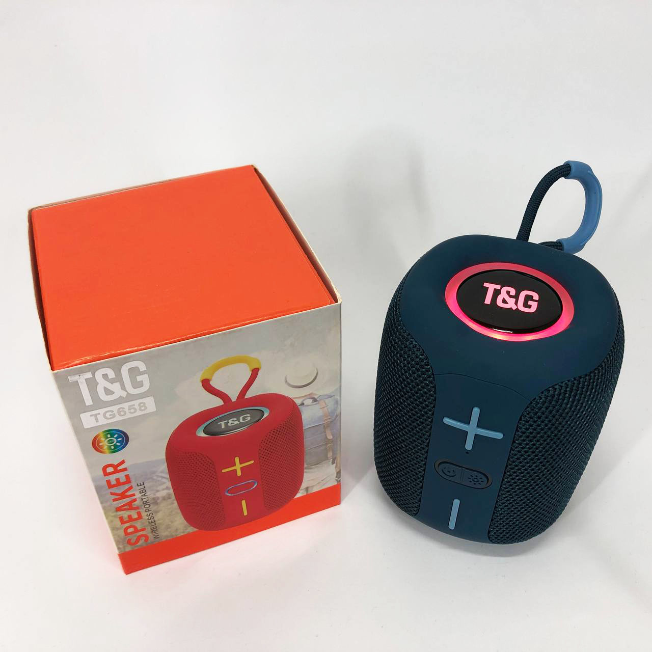 Портативная Bluetooth колонка TG658 8W с RGB подсветкой, аккумуляторная переносная колонка. Цвет: синий