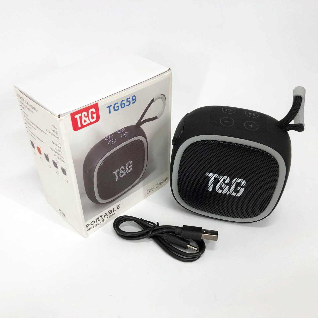 Портативная Bluetooth-колонка TG659 с ремешком, Блютуз колонка для улицы. Цвет: черный