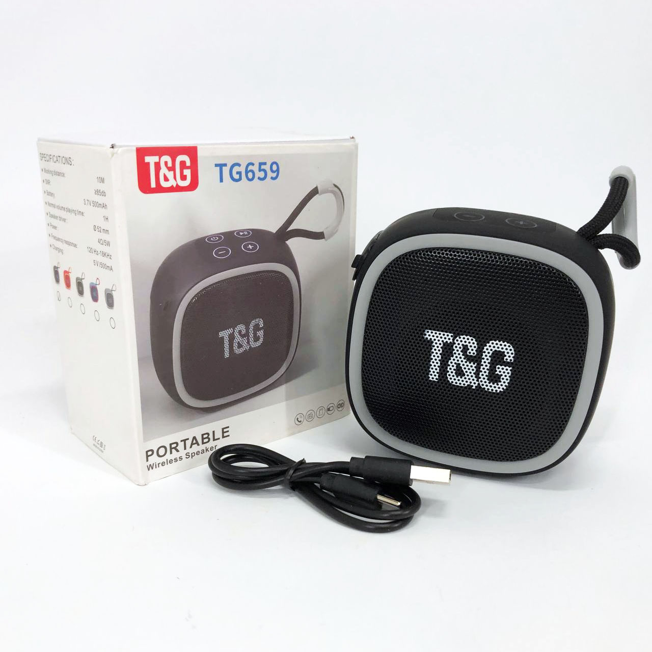 Портативная Bluetooth-колонка TG659 с ремешком, Блютуз колонка для улицы. Цвет: черный