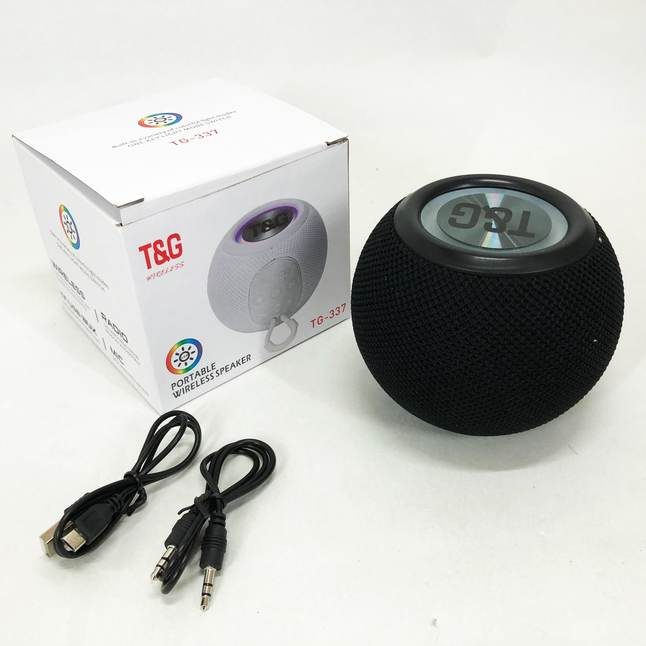 Беспроводная мощная колонка TG337 с Bluetooth, RGB-подсветкой и радио. Цвет: черный