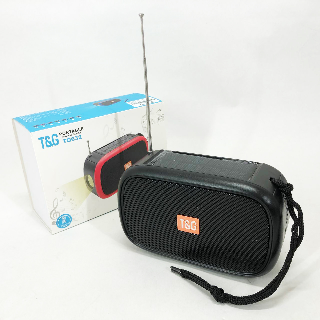 Bluetooth-колонка TG632 c радио, фонарем, солнечной батареей и громкоговорителем. Цвет: черный