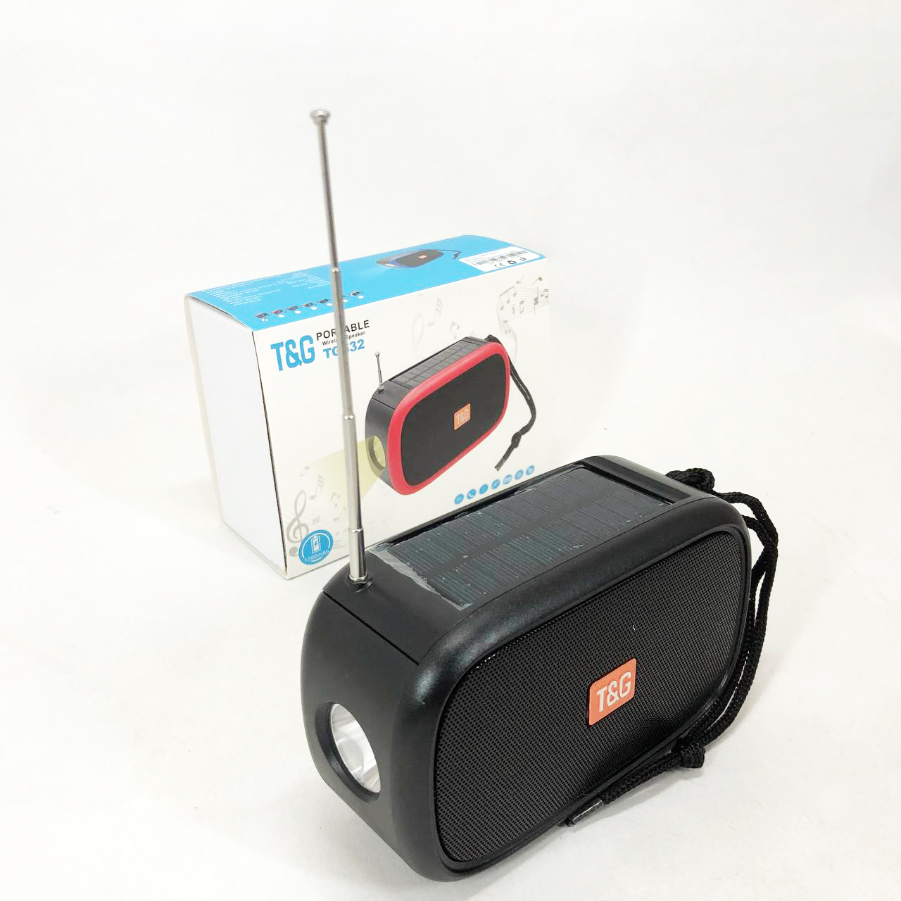 Bluetooth-колонка TG632 c радио, фонарем, солнечной батареей и громкоговорителем. Цвет: черный