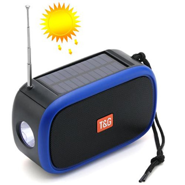 Bluetooth-колонка TG632 c радио, фонарем, солнечной батареей и громкоговорителем. Цвет: синий