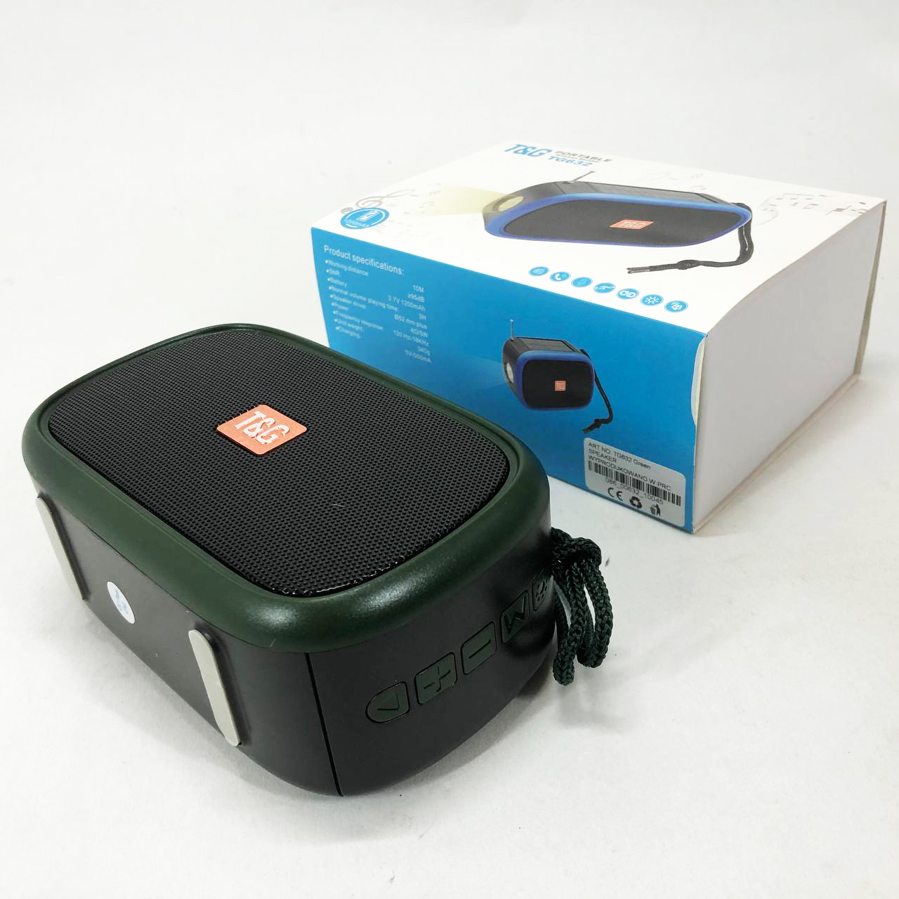 Bluetooth-колонка TG632 c радио, фонарем, солнечной батареей и громкоговорителем. Цвет: зеленый