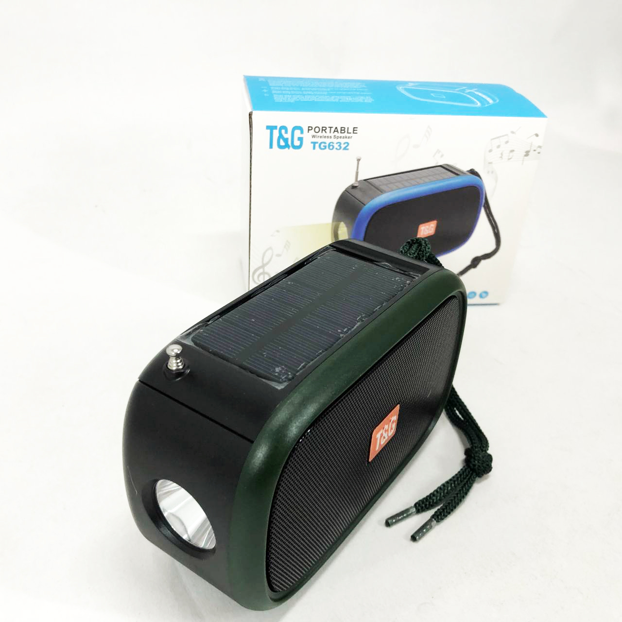 Bluetooth-колонка TG632 c радио, фонарем, солнечной батареей и громкоговорителем. Цвет: зеленый