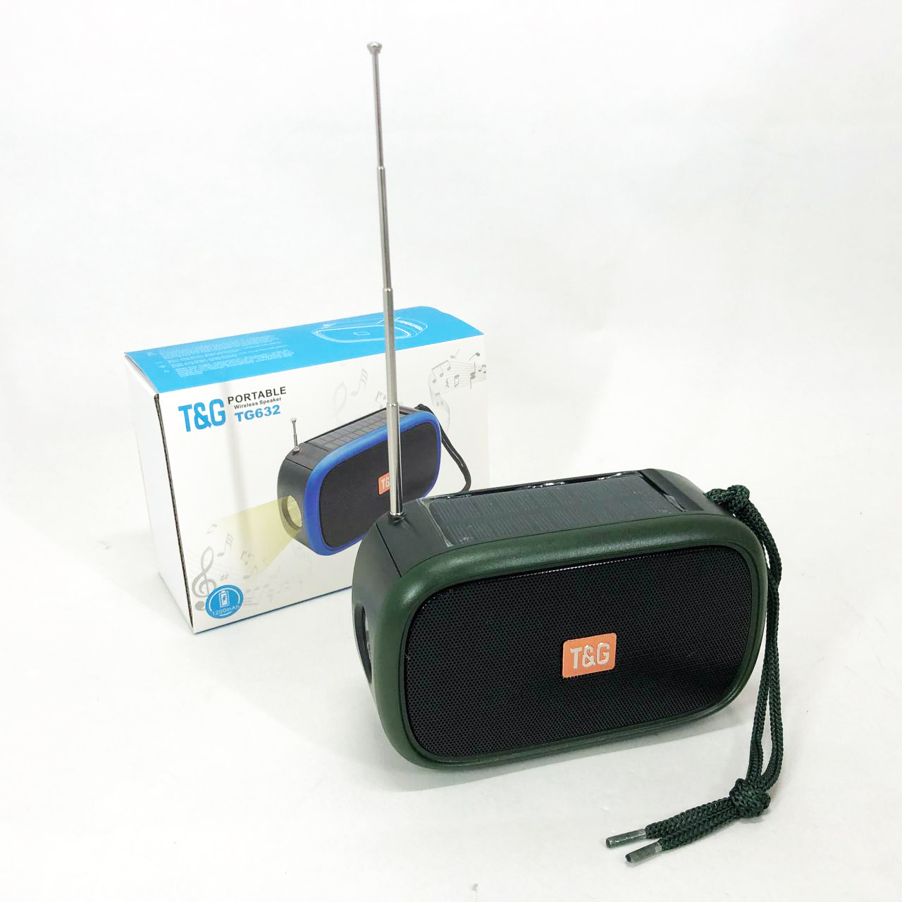 Bluetooth-колонка TG632 c радио, фонарем, солнечной батареей и громкоговорителем. Цвет: зеленый