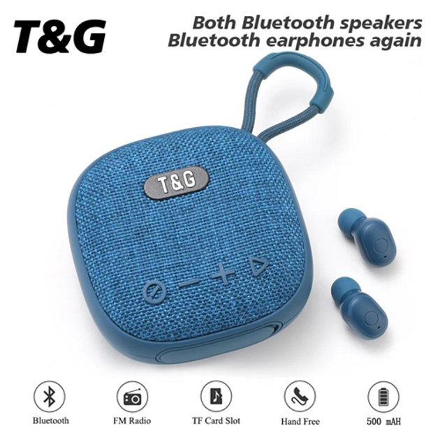 Колонка-Bluetooth с наушниками TG813. Цвет: синий
