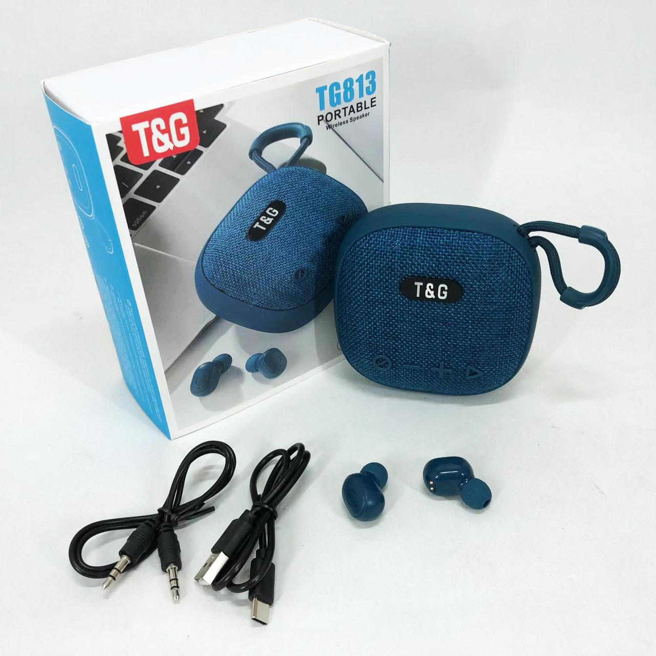 Колонка-Bluetooth с наушниками TG813. Цвет: синий