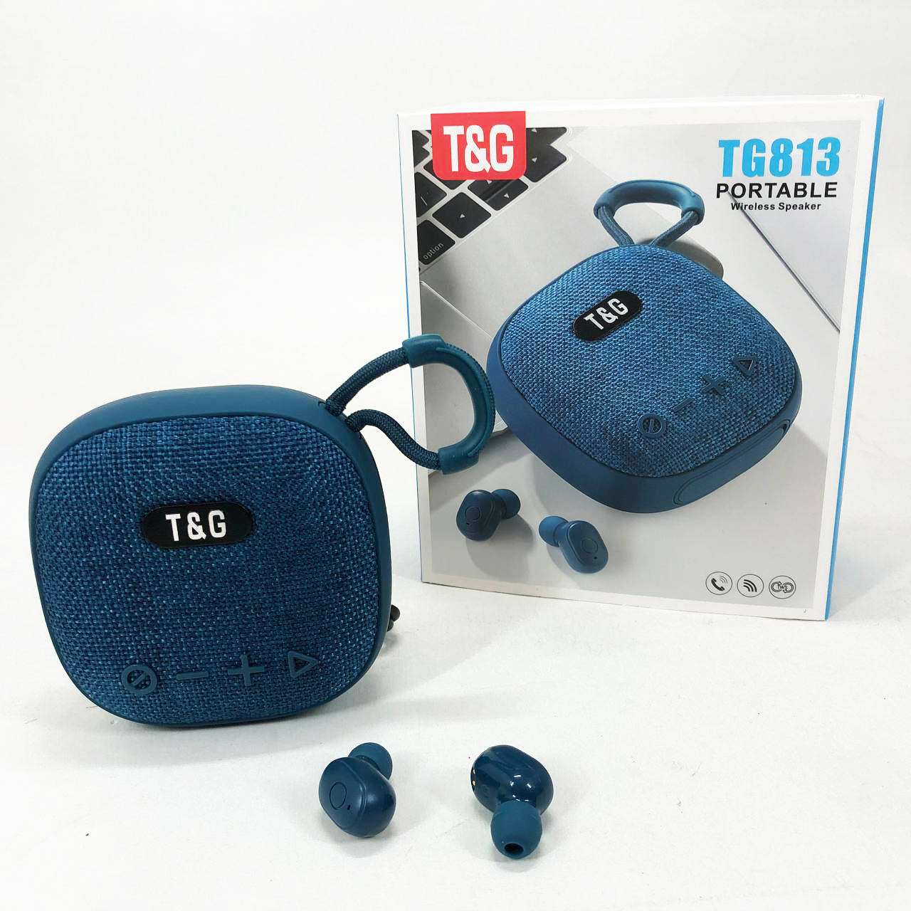 Колонка-Bluetooth с наушниками TG813. Цвет: синий
