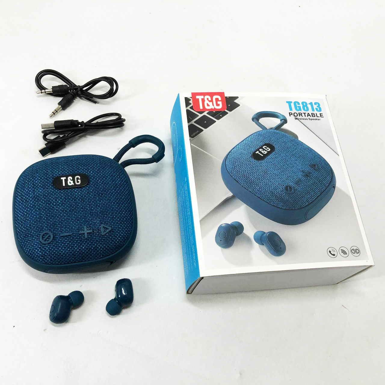 Колонка-Bluetooth с наушниками TG813. Цвет: синий
