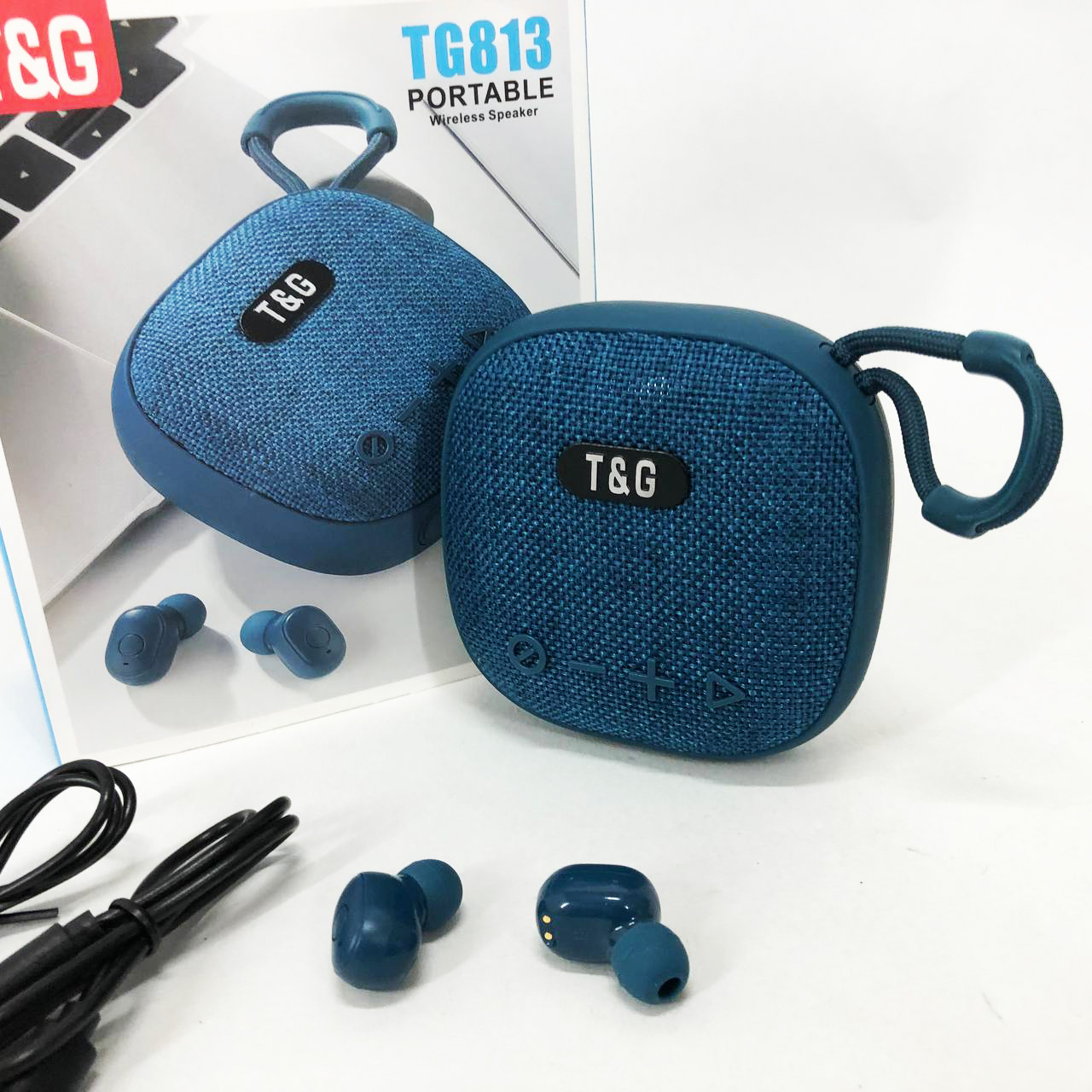 Колонка-Bluetooth с наушниками TG813. Цвет: синий