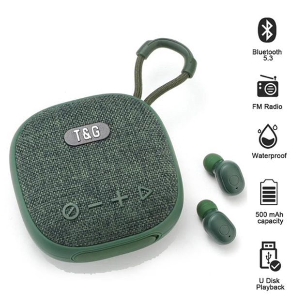Колонка-Bluetooth с наушниками TG813. Цвет: зеленый