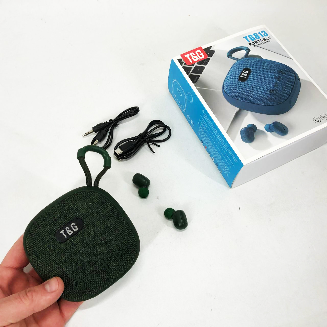 Колонка-Bluetooth с наушниками TG813. Цвет: зеленый