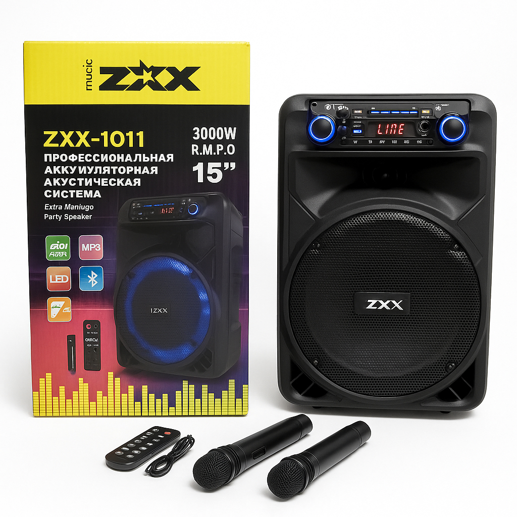 Профессиональная аккумуляторная акустическая система ZXX-1011 800 Вт 15