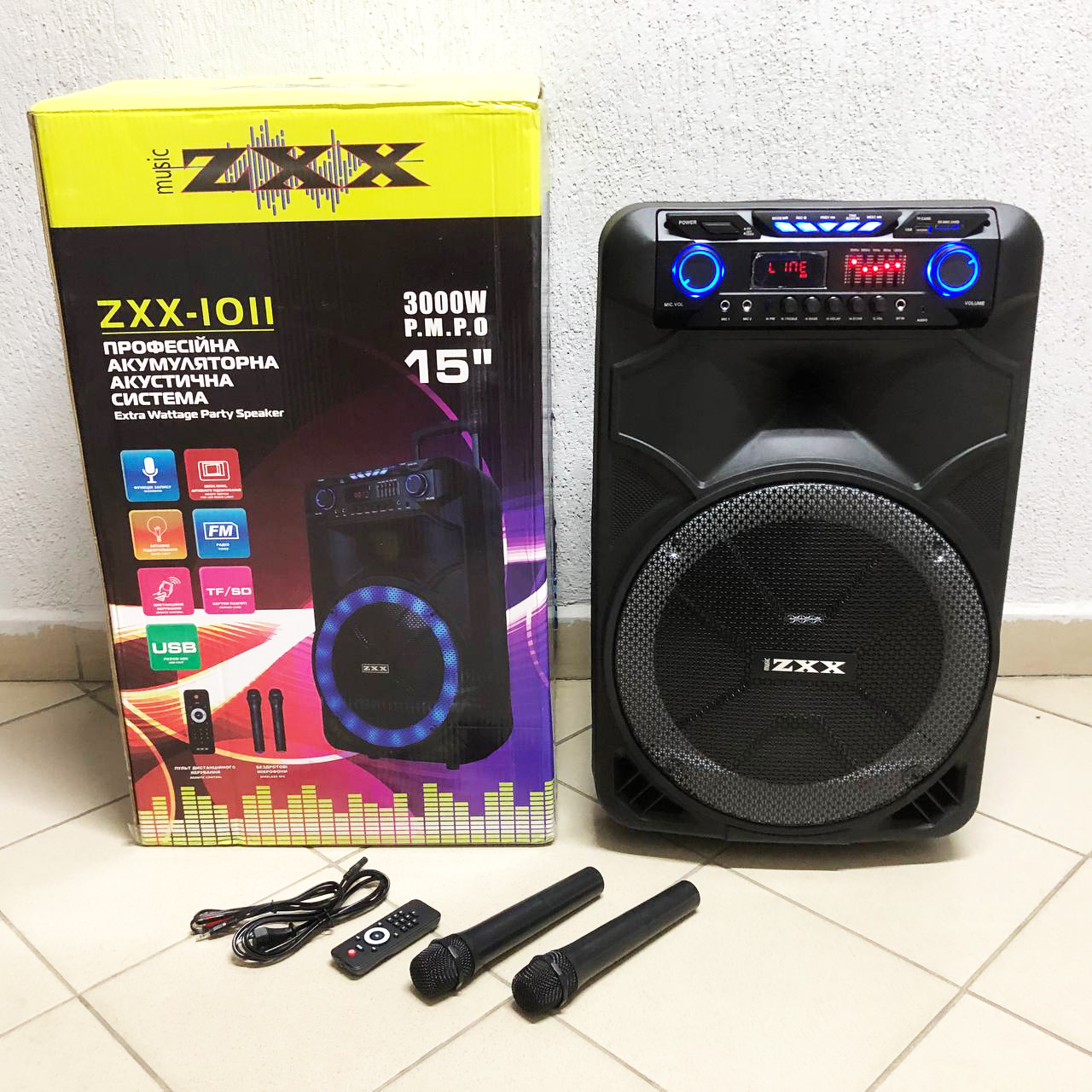 Профессиональная аккумуляторная акустическая система ZXX-1011 800 Вт 15